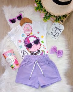 Conjunto Ilusión Lila Unicornio Gafas