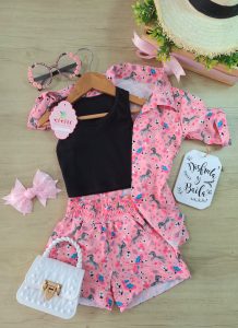 Set Brisa Cebras Crop Top Negro