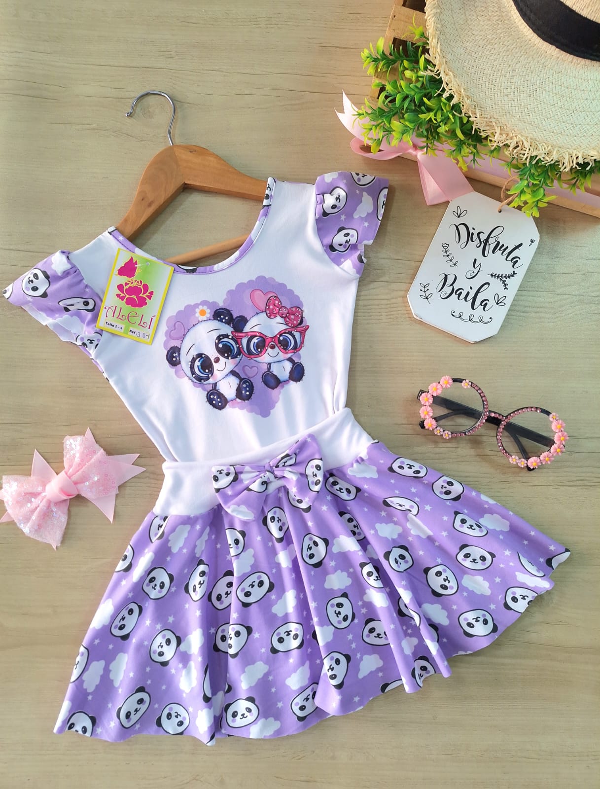 Vestido Princesa Lila Pandas Última talla 14-16