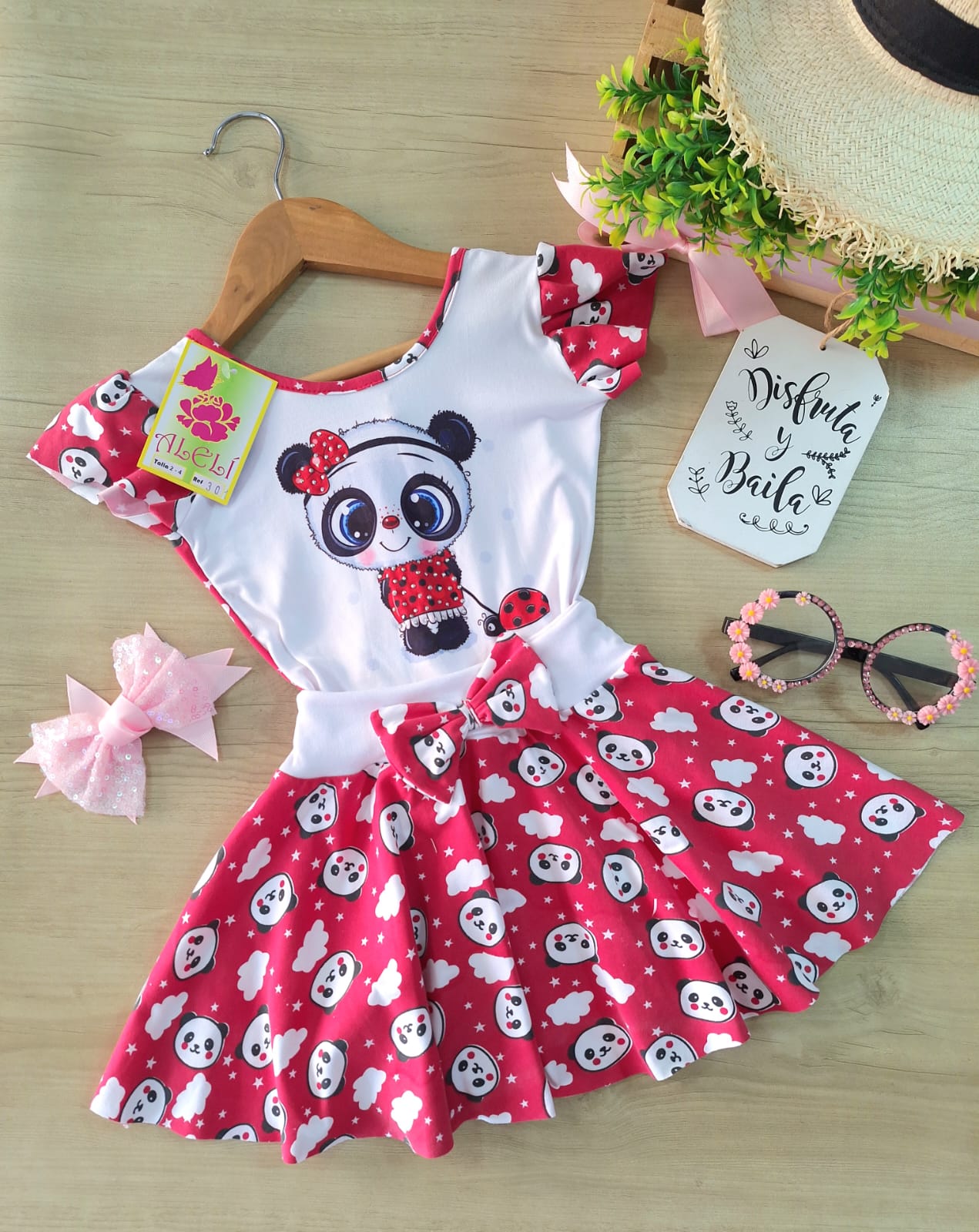 Vestido Princesa Rojo Osa Panda Sólo Talla 14 Disponible