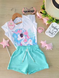 Conjunto Ilusión Verde Menta Unicornio
