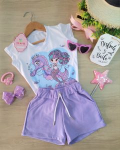 Conjunto Ilusión Lila Sirena y Caballito de Mar
