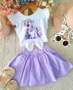 Conjunto Celeste Lila Unicornio Últimas Talla 4