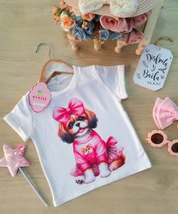 Blusa Campanita Blanca Perrito Coquette