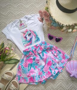 Conjunto Esmeralda Unicornio Rosa Y Verde