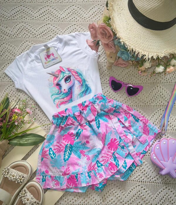 Conjunto Esmeralda Unicornio Rosa Y Verde