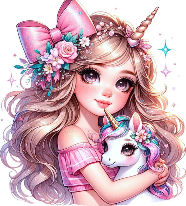 Conjunto Celeste Rosado Muñequita Y Unicornio - Image 2