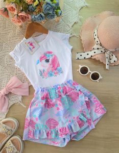 Conjunto Esmeralda Unicornio Rosado
