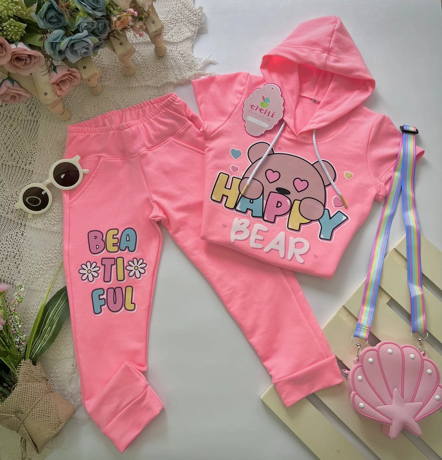 Set Girasol Rosa Neón