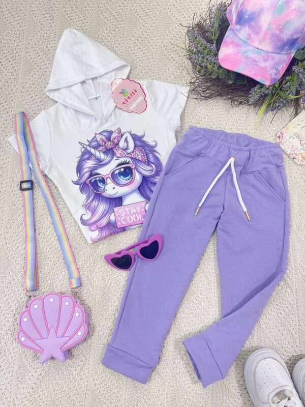 Conjunto Corazón Lila Unicornio