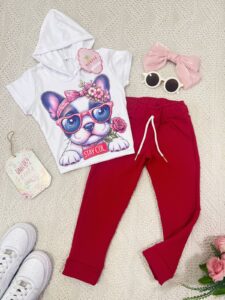 Conjunto Corazón Rojo Perrito Últimos Talla 6 Y 14