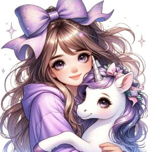 Conjunto Coco Lila Muñequita Y Unicornio