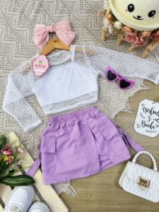 Conjunto Violeta Lila-Blanco