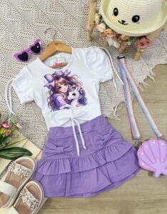Conjunto Coco Lila Muñequita Y Unicornio