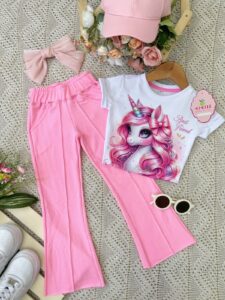 Conjunto Melina Rosa Neón Unicornio