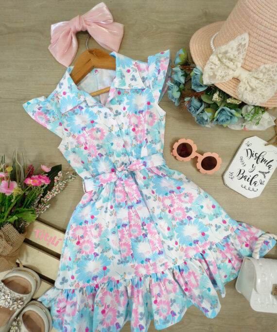 Vestido Primavera Azul Floral