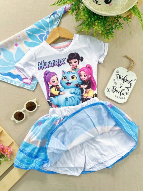 Set Pañoleta Azul Kpop Short Interno - Image 3
