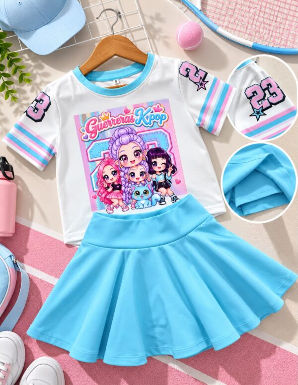 Set Ritmo/Short interno Azul Guerreras Kpop - Image 4